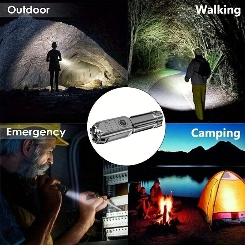 2000 Lumens Super Bright LED Tactical Flashlight USB Work Light Zoomable
