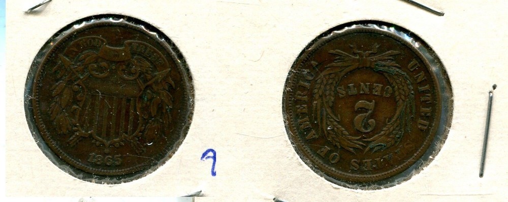 1865 TWO CENT PIECE TYPE COIN VF 826T
