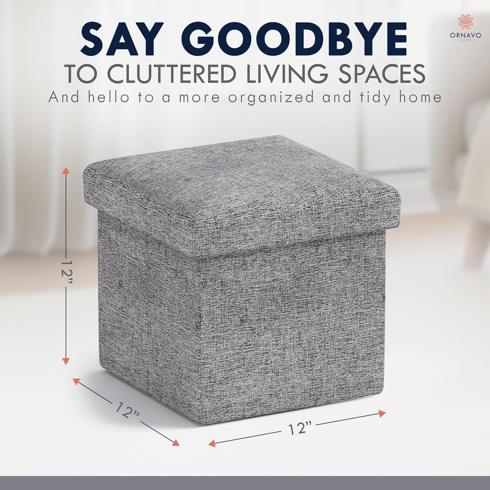 Home Small Storage Ottoman Foldable Collapsible Cube Square Linen Ottoman New