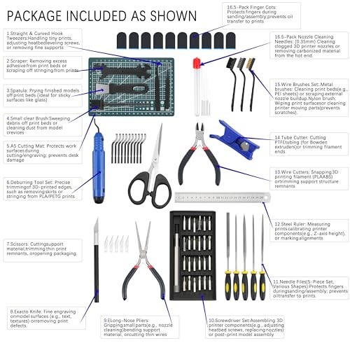 80-in-1 3D Printer Tools Kit with Cutting Mat, Storage Bag, Nozzle Cleaner,