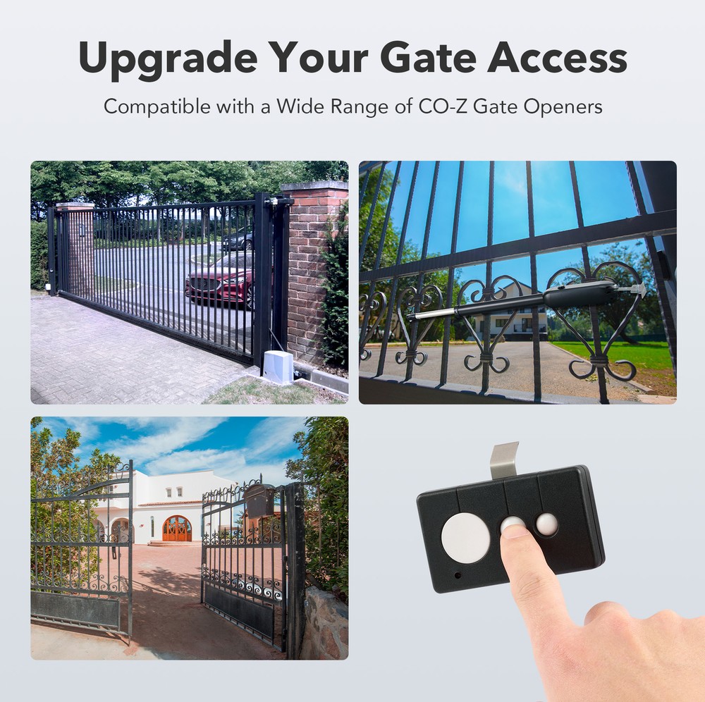 CO-Z Gate Opener Remote 433.92 MHz Programmable Gate Clicker 100 Foot Range