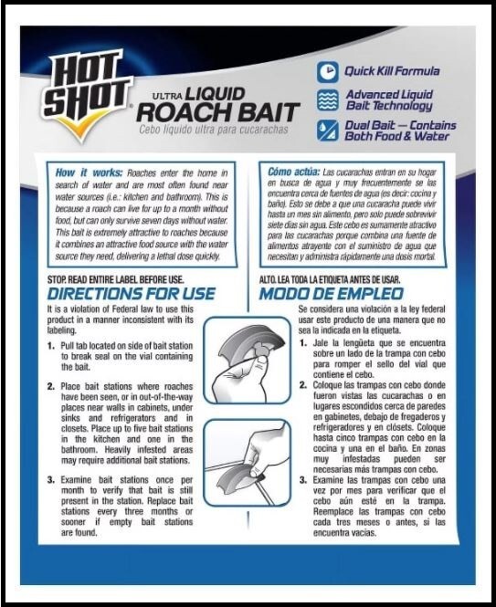 HOT SHOT ULTRA LIQUID ROACH BAIT - 3 COUNT - KILLS ROACHES FAST!!