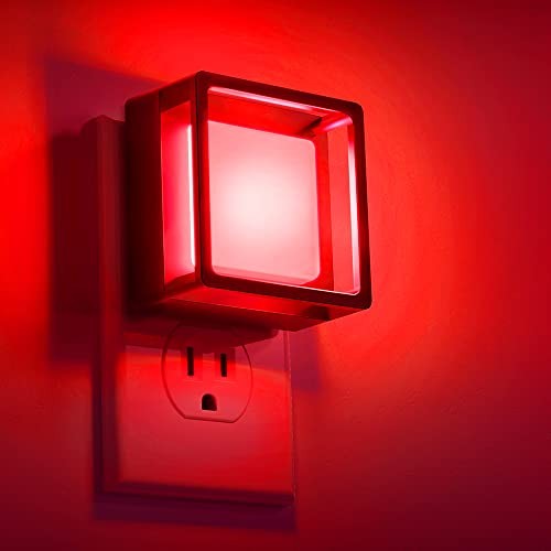 DORESshop Red Night Light [2 Pack], Dusk to Dawn Sensor, Adjustable Brightness