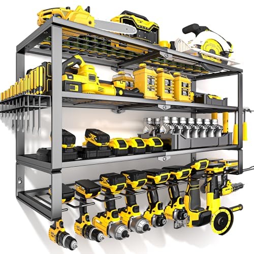 Large Power Tool Organizer Wall Mount, 4 Layer 10 Drills Holder Extra Tall