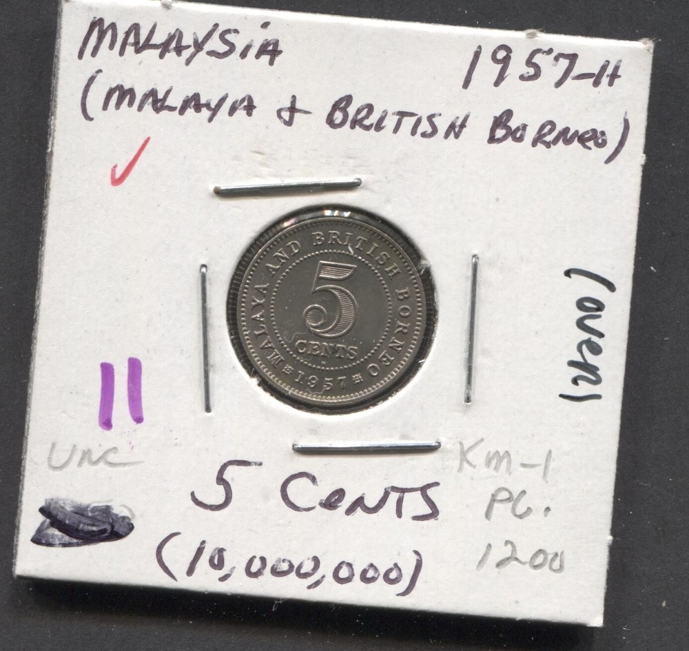 1957- Malaysia-UNC. 5 Cents