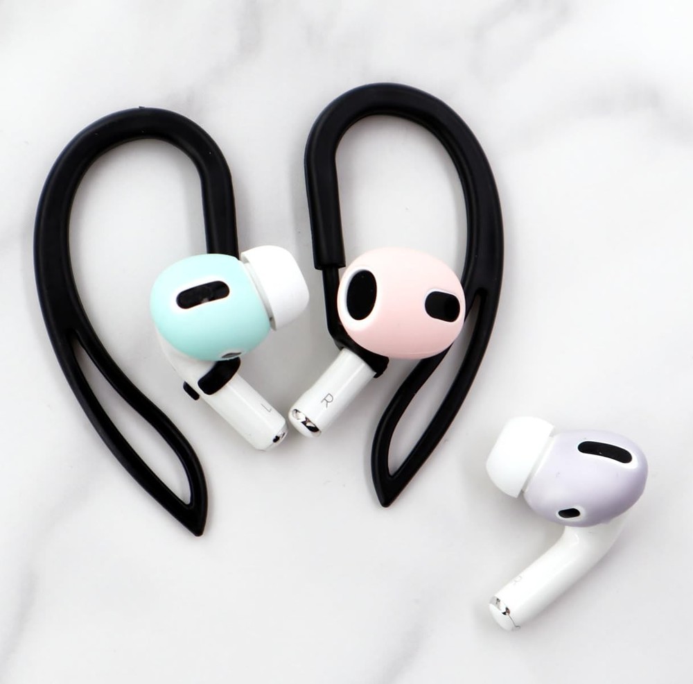 IiEXCEL Compatible with AirPods 4 Ear Hooks, black white translucent