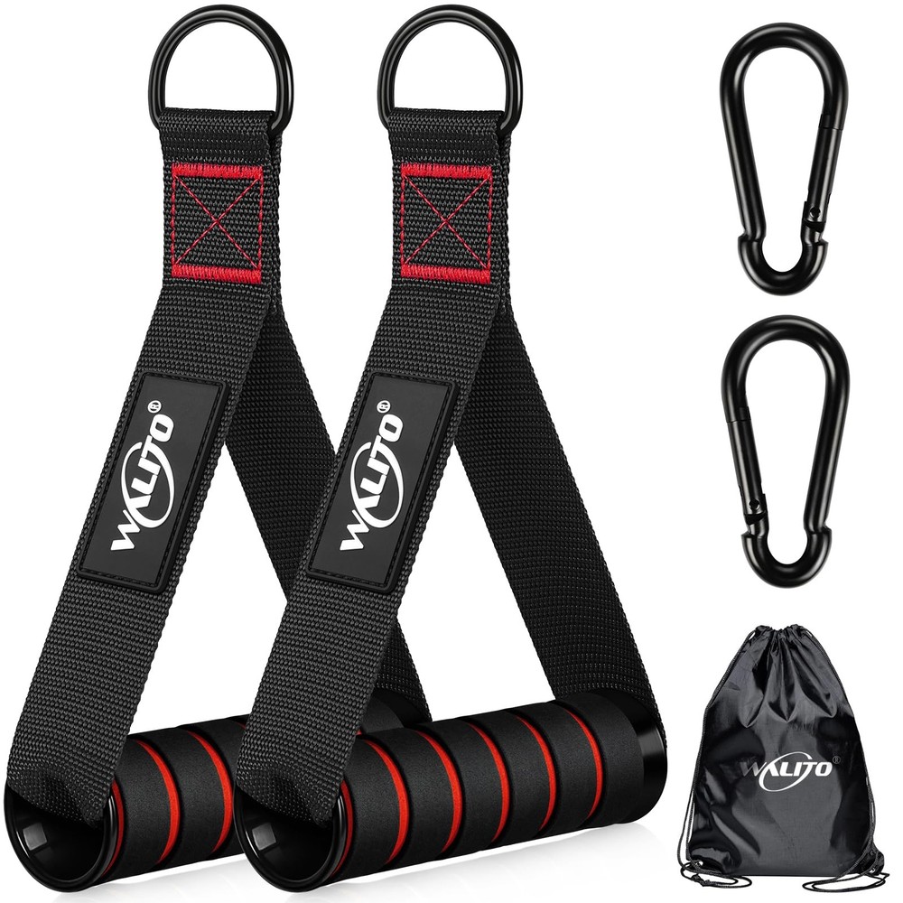 WALITO Exercise Handles, Replacement Cable Machine Attachments 1-Black Red