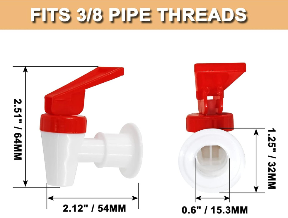 4Pcs Replacement Cooler Faucet, 2 Red and 2 Blue Internal Thread Plastic Spigot