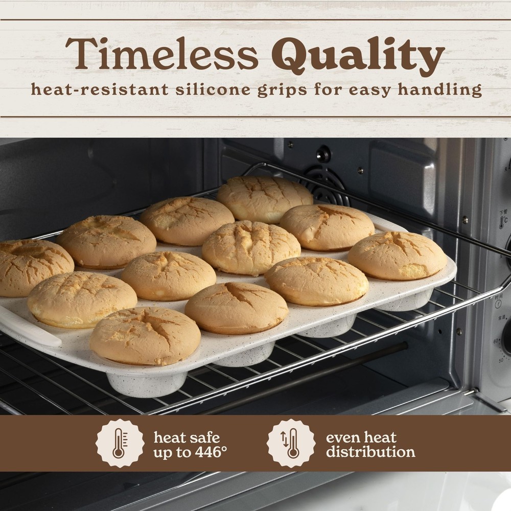 Country Kitchen Nonstick Stackable Bakeware Set - Durable, Easy 14 Pcs, Cream