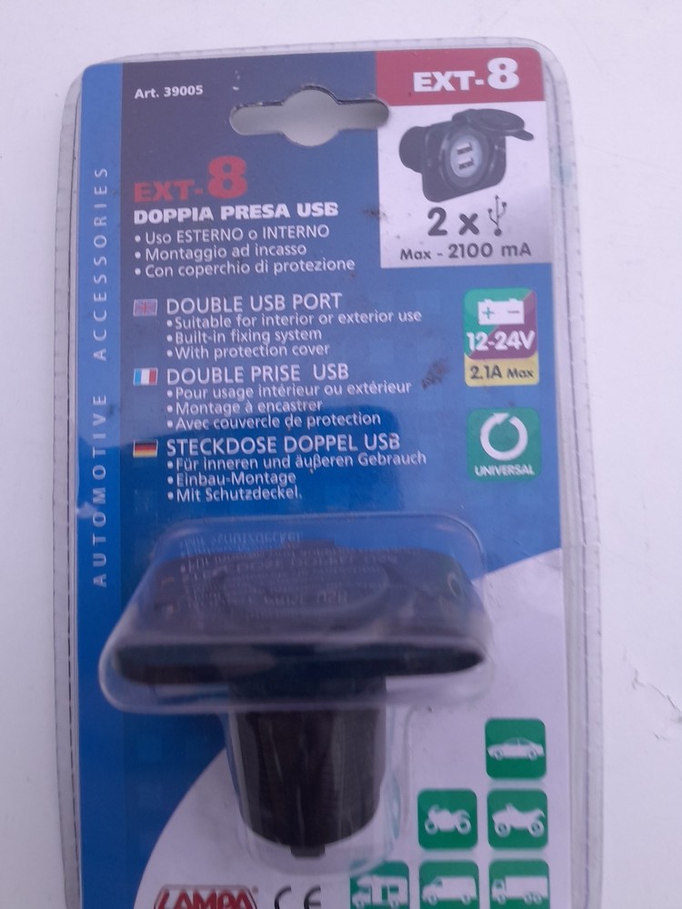 Double USB Socket Lampa Ext-8 Flush Mount 12/24V