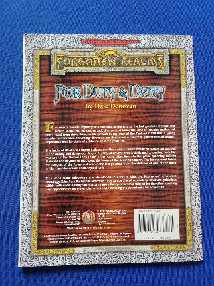 AD&D For Duty & Deity Adventure Module - Forgotten Realms 9574