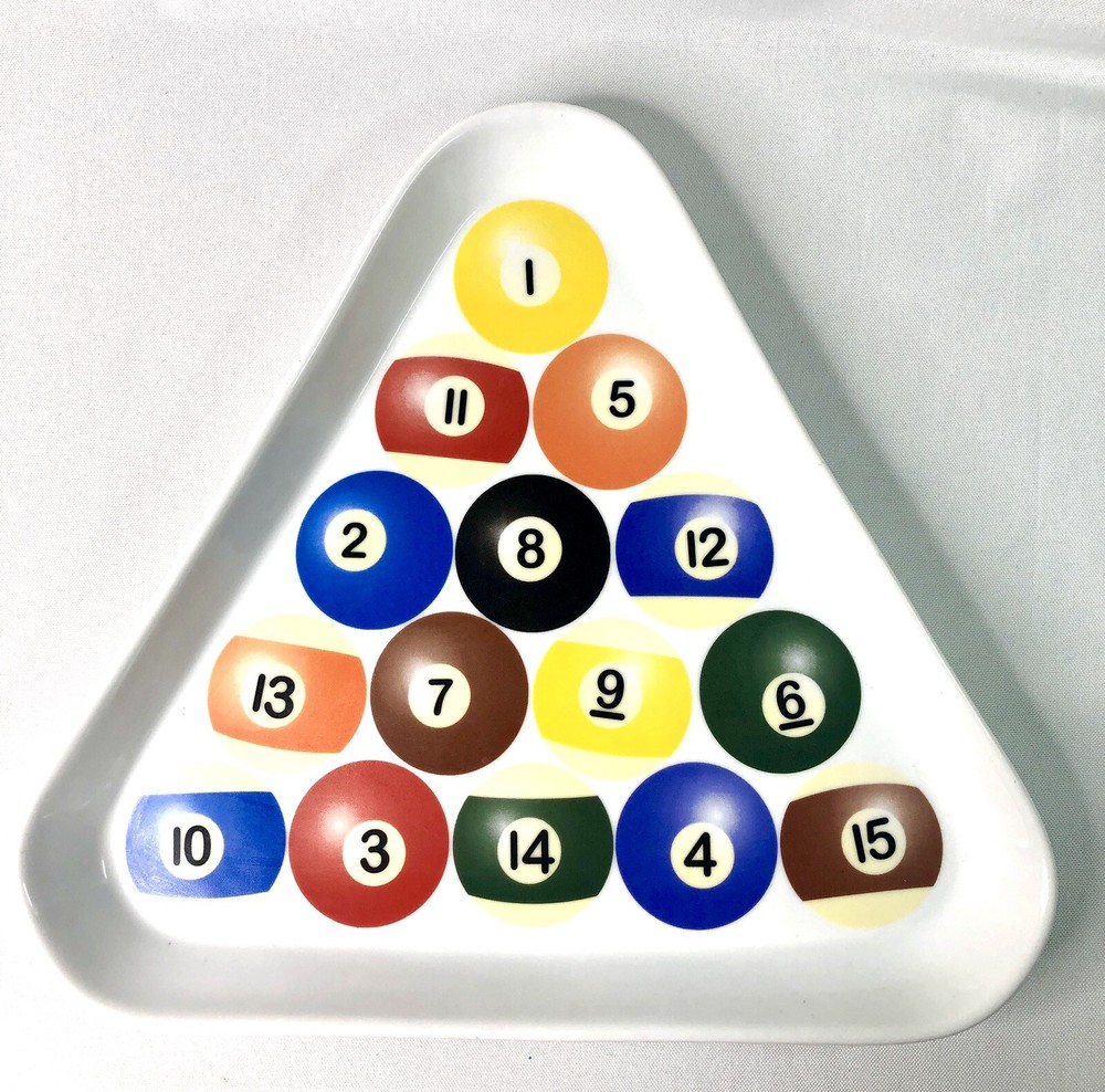 BIA 2003 Billiards Triangular Pool Ball Rack Ceramic Serving Dish 12 x 11in