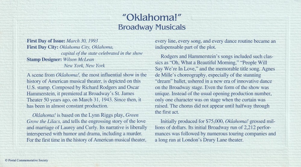 STAMP US SCOTT 2722 "Oklahoma" 29 CENT 1993 FDC - B