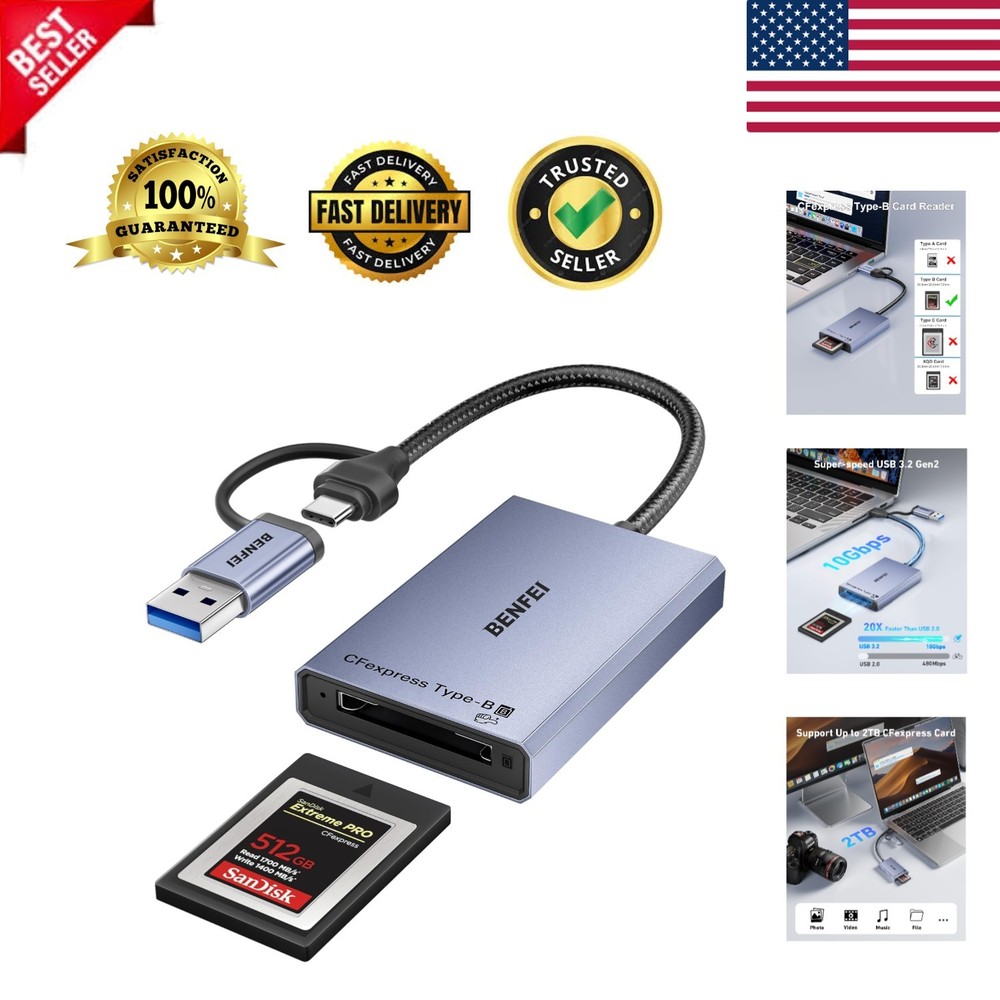 Reliable CFexpress Type B Card Reader - 10Gbps Transfer, Portable Design