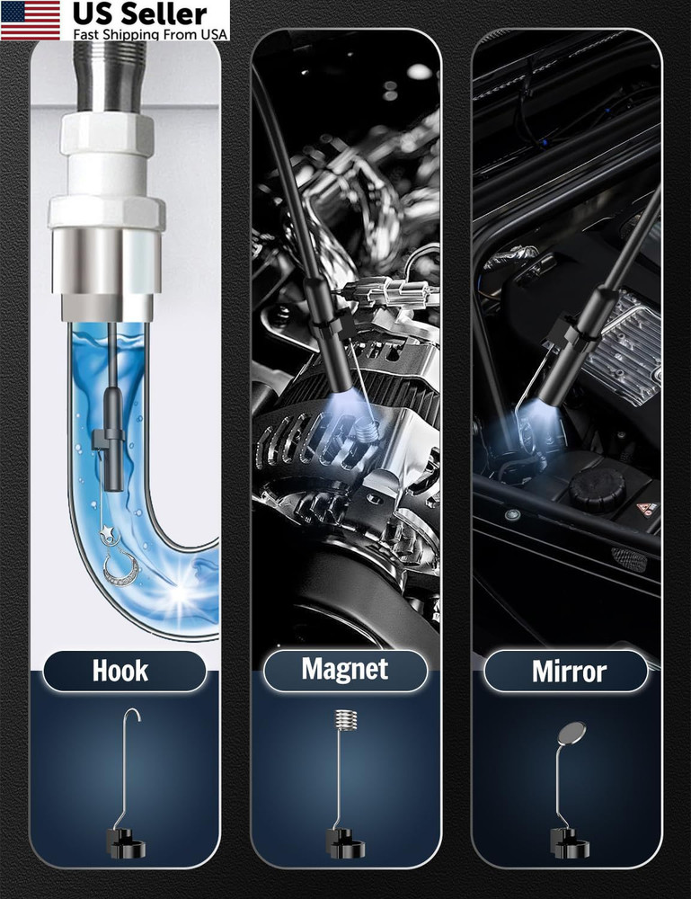 Endoscope Camera with Light, 1920P HD Borescope 8 Adjustable LED black