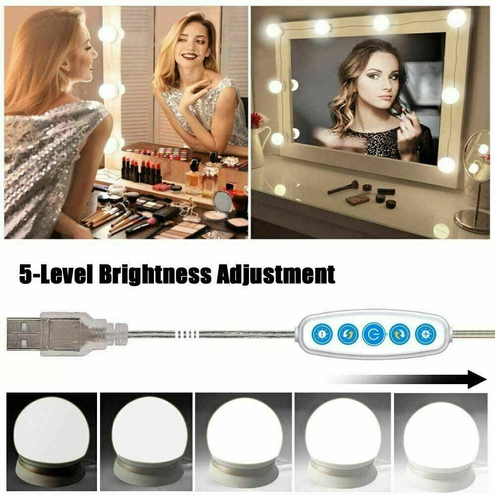 Make Up Mirror Lights 10 LED Kit Bulbs Vanity Light Dimmable Lamp Hollywood