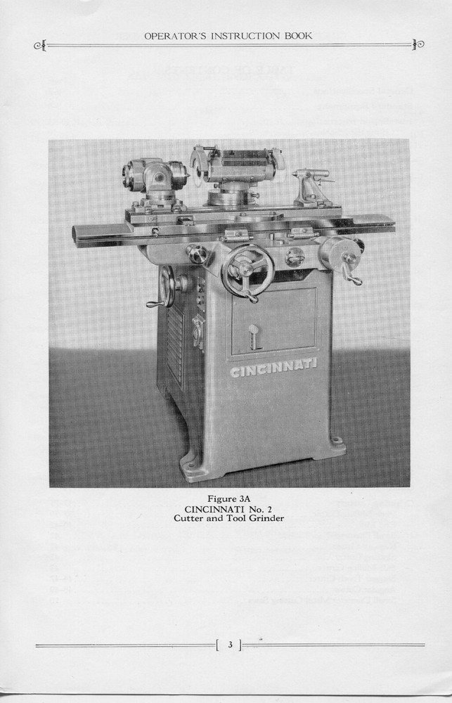 2 Cutter & Tool Grinder Operator Instruction Manual Fits Cincinnati 142 - Print