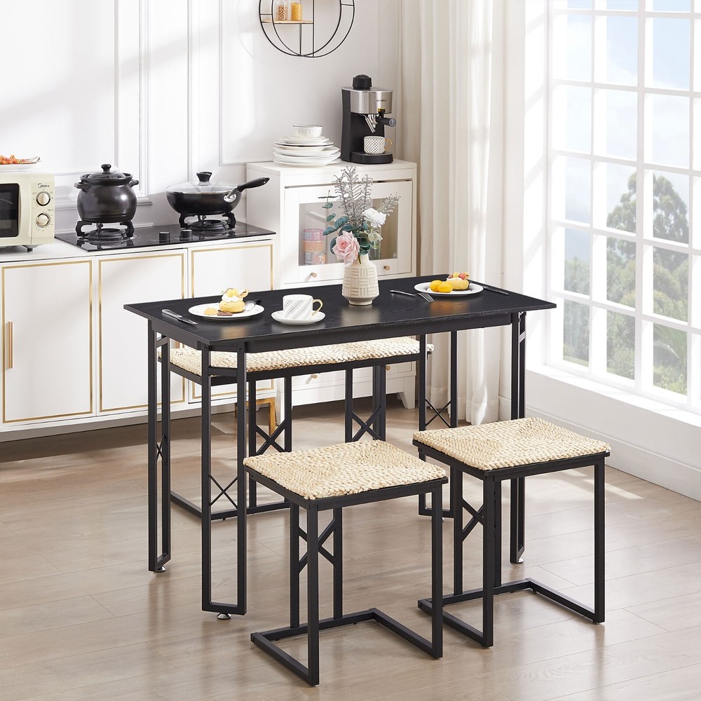 4 Piece Dining Room Table Set with Bench and 2 Stools Small Space for Kitchen