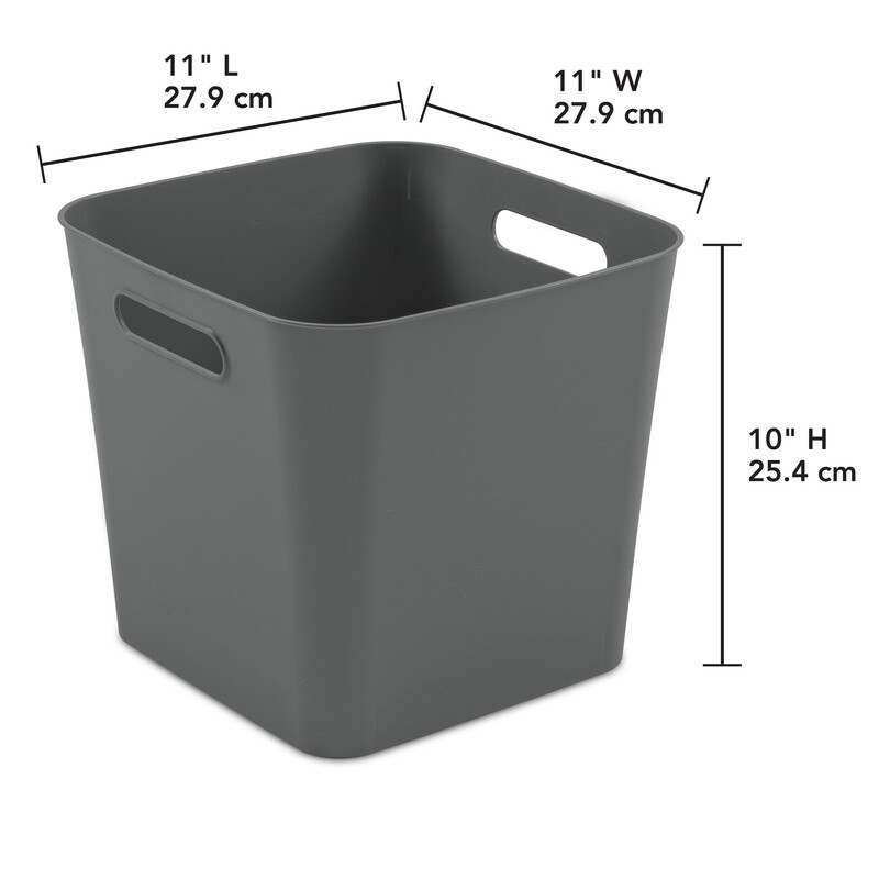 3 Pack Plastic Cube Storage Bins W/ Handles Organization Home Office Use
