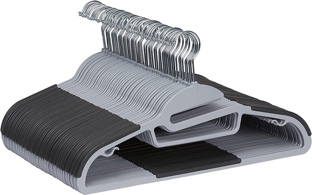 Space Saving Non-Slip Rubber Coated Plastic Hangers with 360° Swivel Hook, Thin,