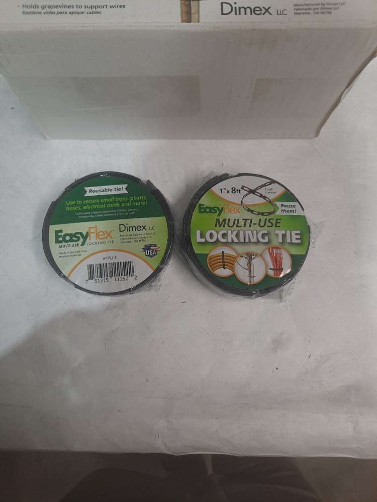 2 - EasyFlex Multi Use Self Locking Ties 1" x 8 feet. Secure Cords, Hoses etc.