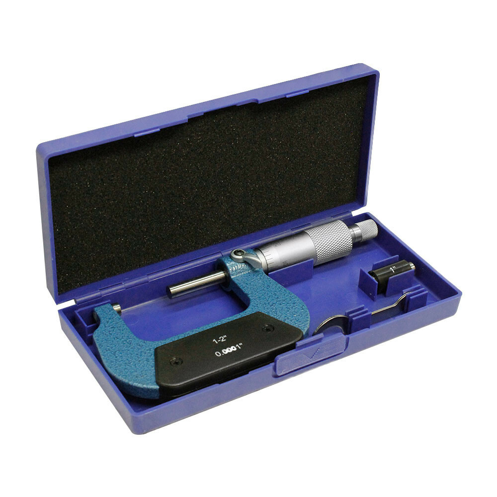 1-2 Inch Outside Micrometer .0001 Inch Graduation Solid Metal Frame
