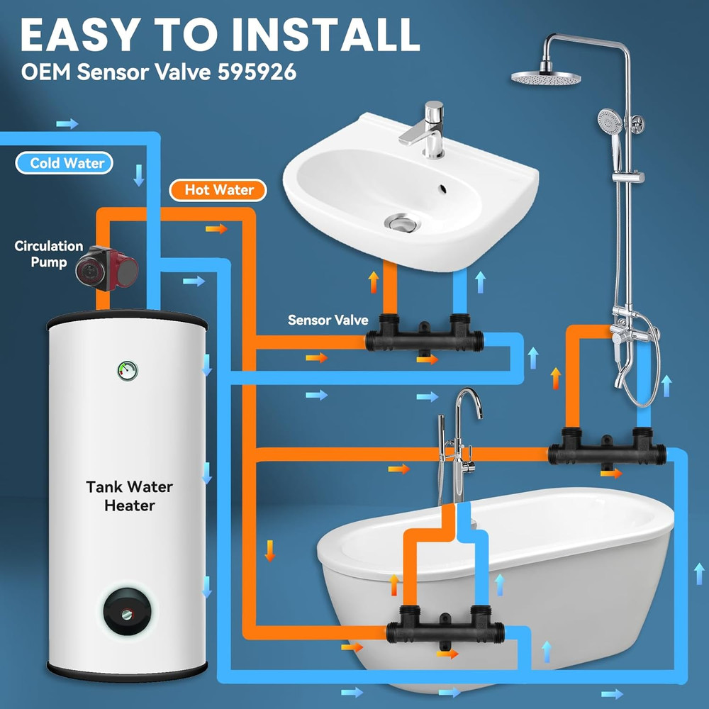 595926 Replacement Sensor Valve for Instant Hot Water Recirculating Pump,For 500