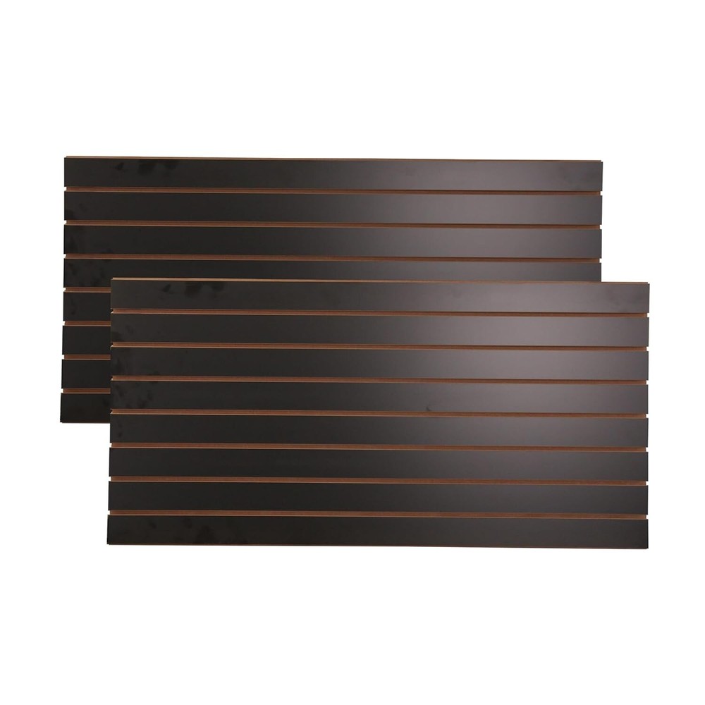 2 Slatwall Easy Panels 4' x 2' Horizontal Black Fiberboard Panel