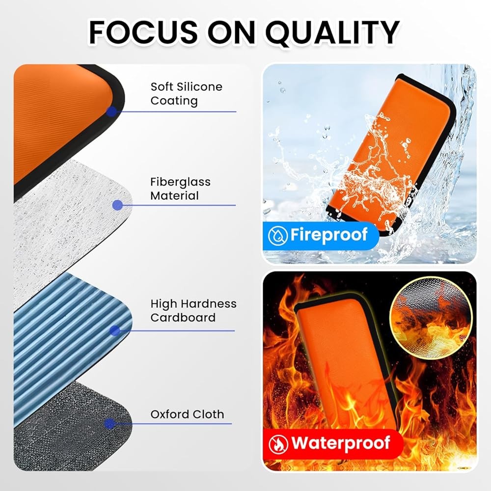 Portable Key Organizer with Handle, Fireproof and Waterproof Key Case, Key