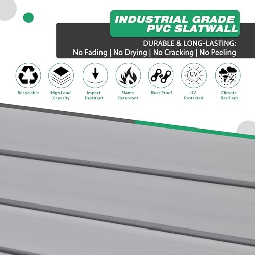 Slatwall Panel Garage Wall Organizer Storage Systems, Wall Mounted 4×2ft Grey