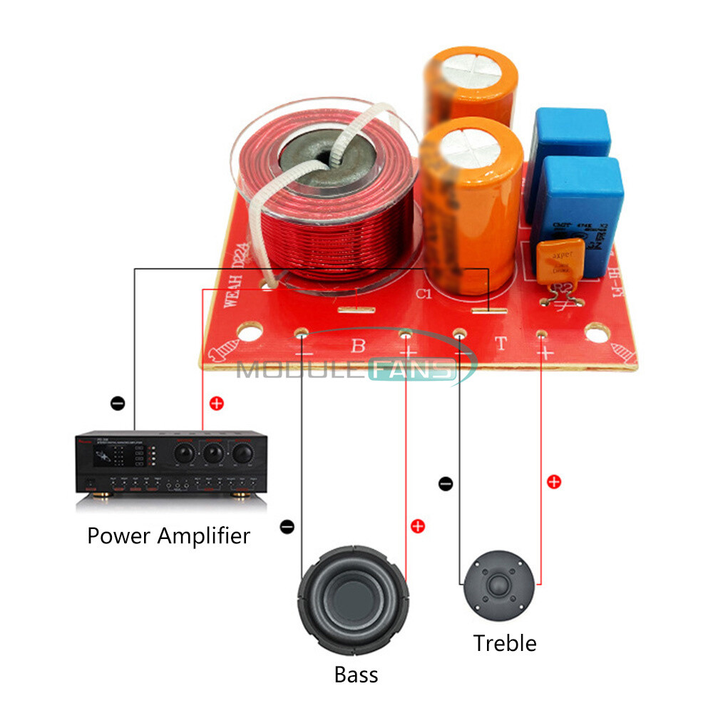 80W Hi-Fi Audio Speaker Crossover High & Low Two-way Filter Frequency Divider