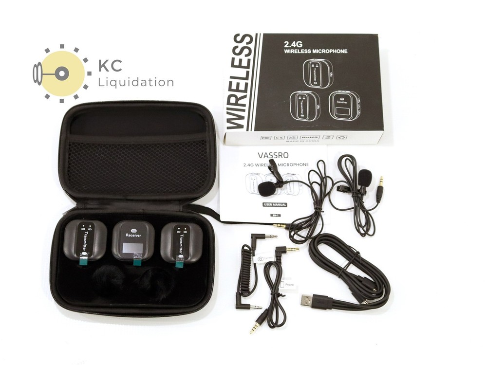 VASSRO 2.4G Wireless Lavalier Microphone 1x Receiver 2x Transmitter