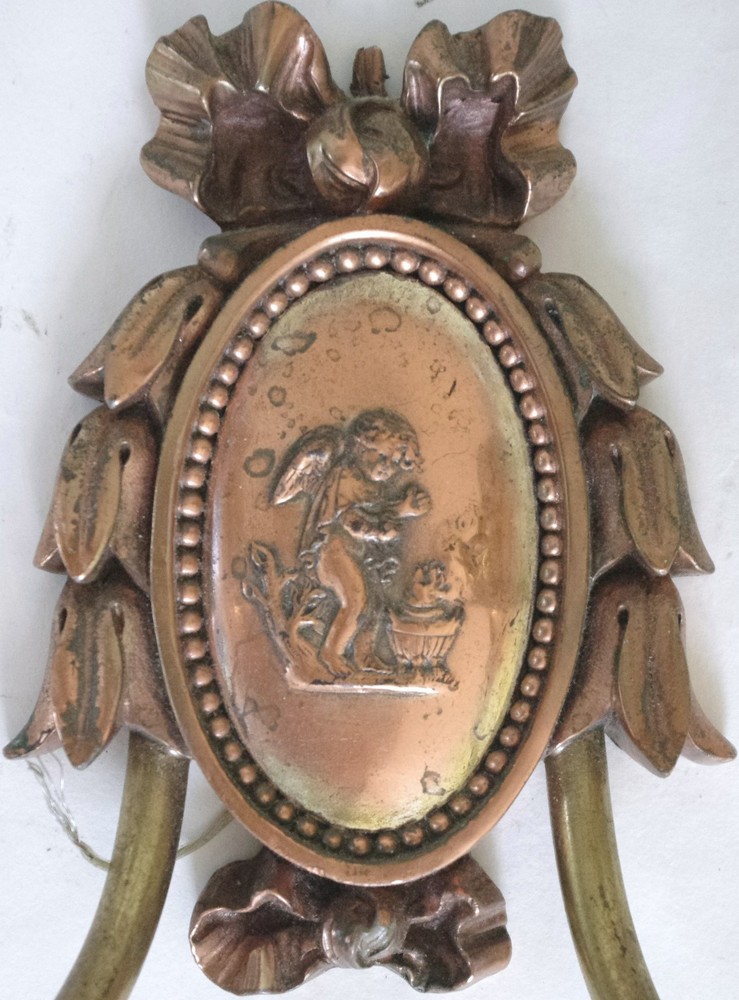 ⭐ MAKE AN OFFER!! Two E. F. Caldwell Bronze Sconces With Winged Putti.