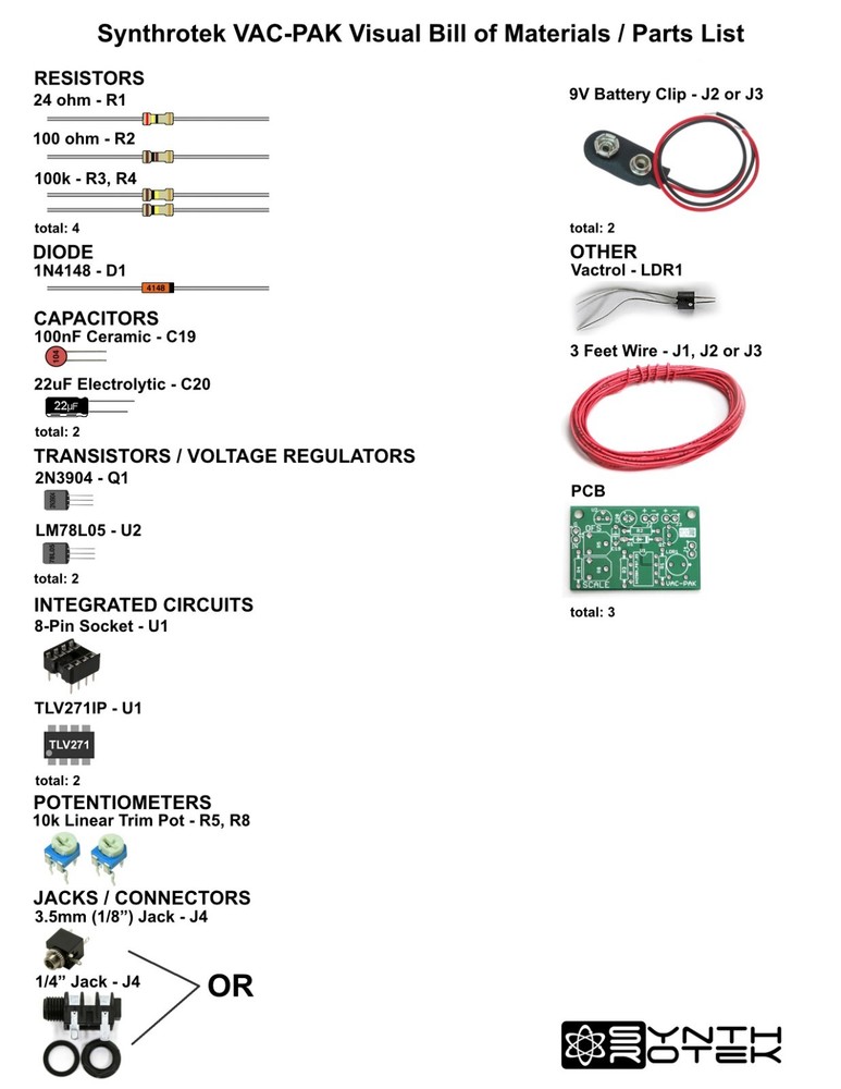 Synthrotek Vac Pak DIY Kit - Circuit Bending CV Control Voltage Kit
