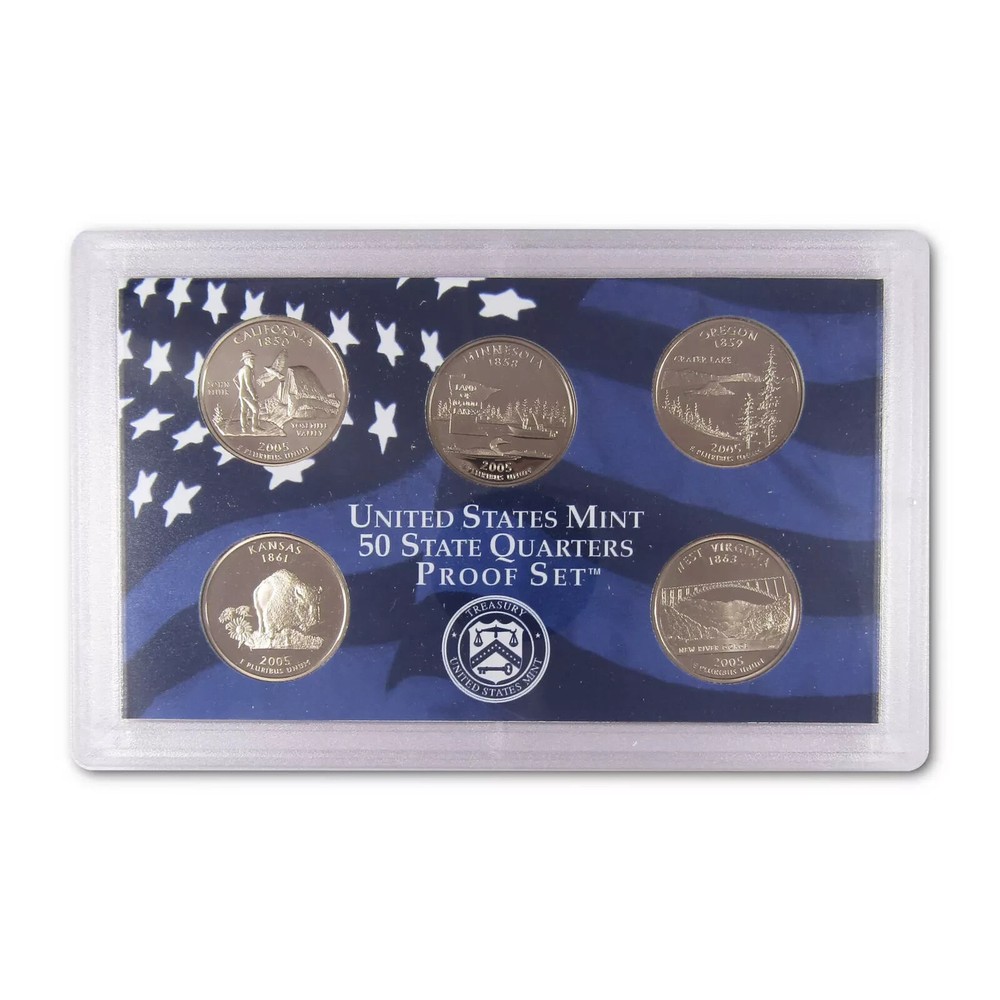 2005 State Quarter Clad Proof Set U.S. Mint Packaging OGP COA