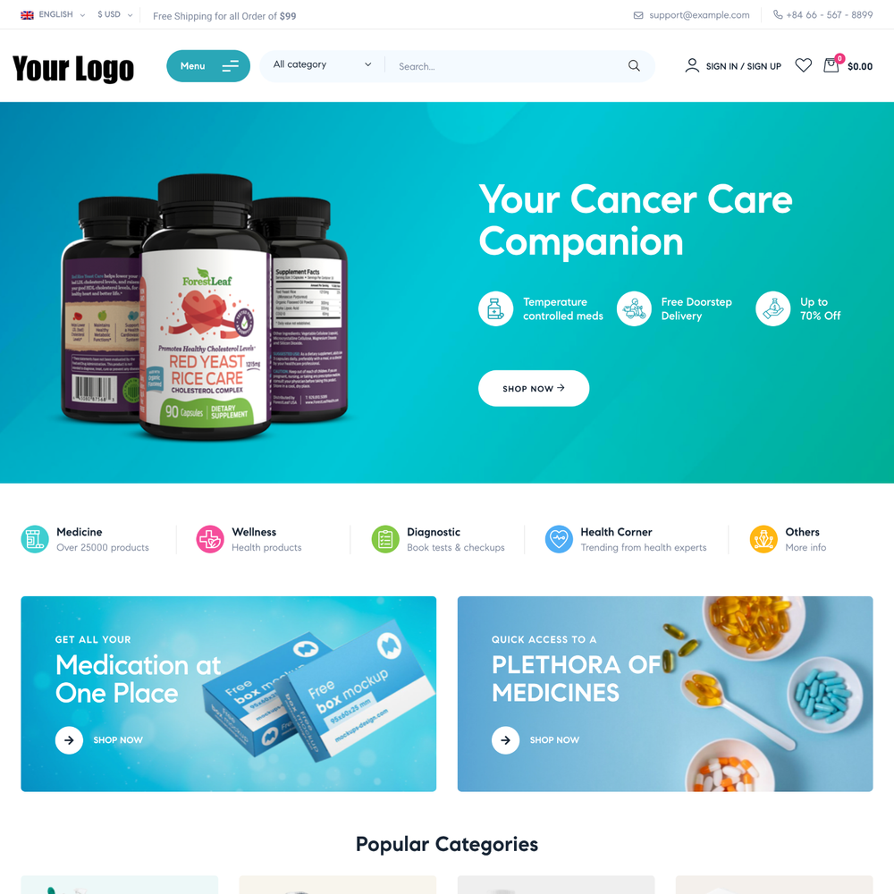 Supplement Website Design with Free 5GB VPS Web Hosting