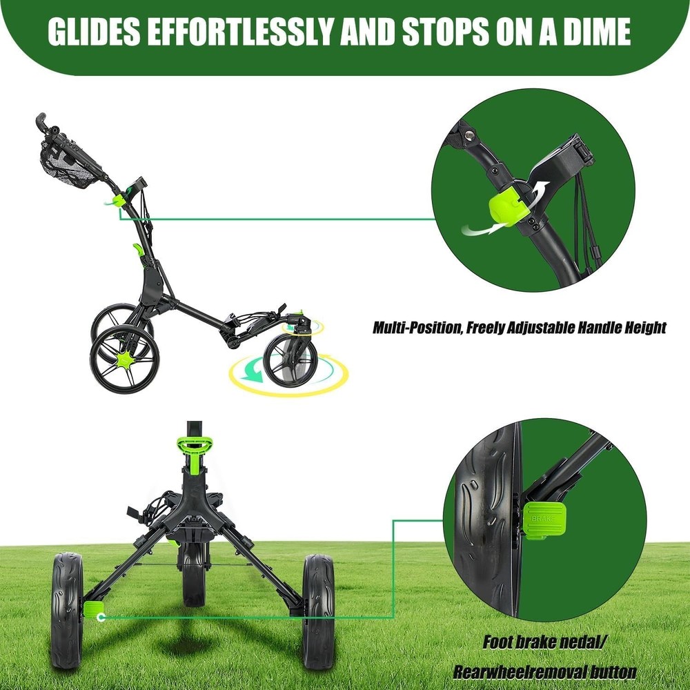 Lightweight Folding Golf Push Pull Cart, Professional Manual Walking Golf Tro...