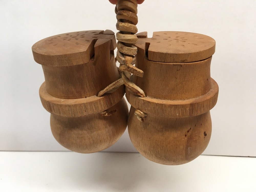 Double Wood Container Box Storage 4” with Lid + Leather Handle Scandinavian (?)