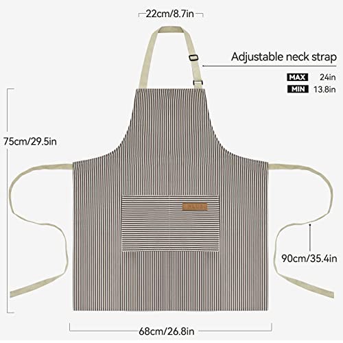2 Pack Kitchen Cooking Aprons, Adjustable Bib Soft Chef Apron with Black/Brown