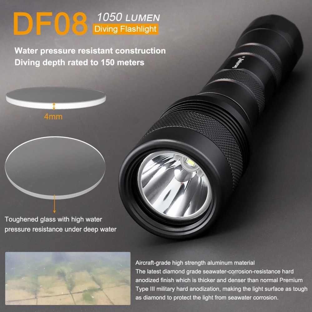 Dive Light Scuba Diving Flashlight Waterproof Torch Safety Dive Light Underwater