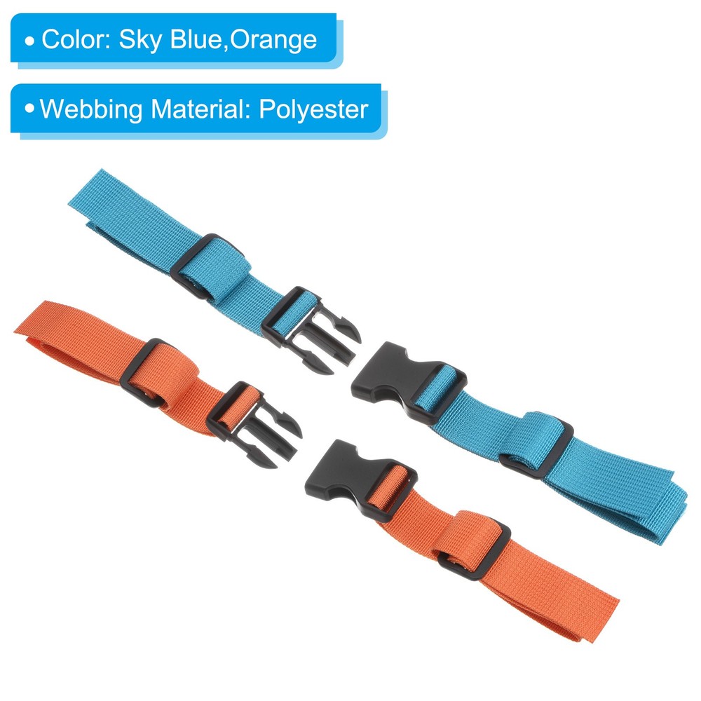 2 Pack Backpack Chest Strap Set Strap with Quick-Release Buckle, Sky Blue,Orange