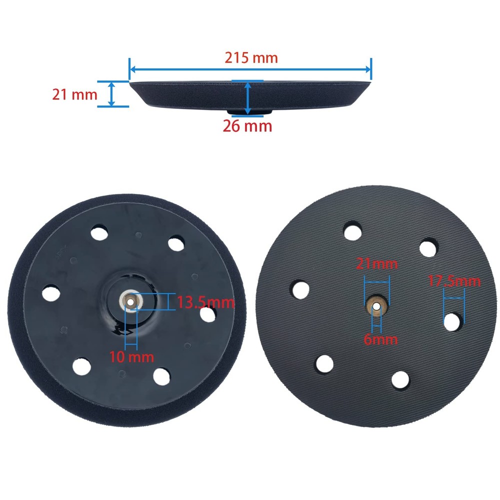 2 Pack 9 inch 6 Hole Hook and Loop Replacement Backing Pad for Orbital Sander Dr