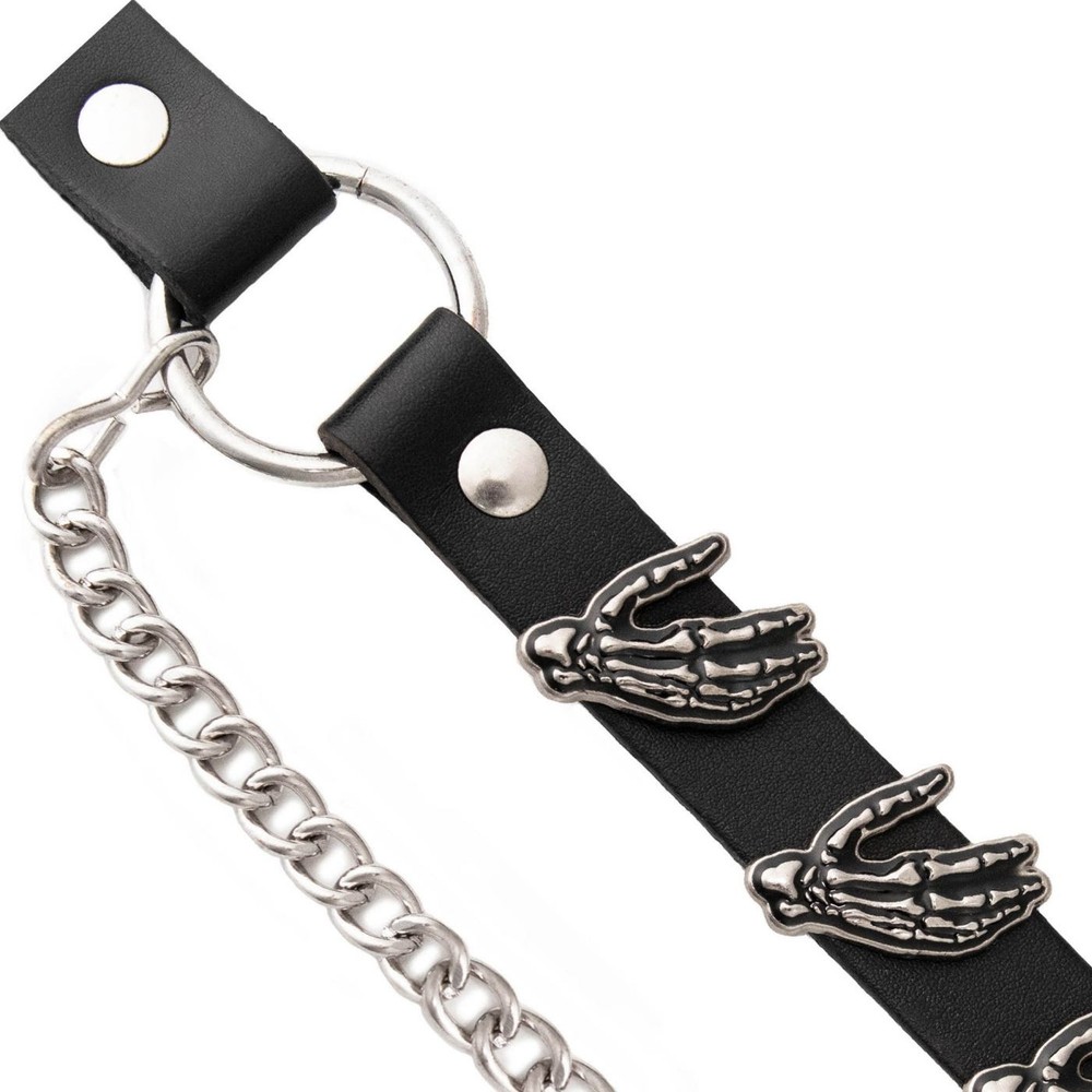 Milwaukee Leather Silver Skeleton Hand Emblem Boot Chain with Adjustable Strap -