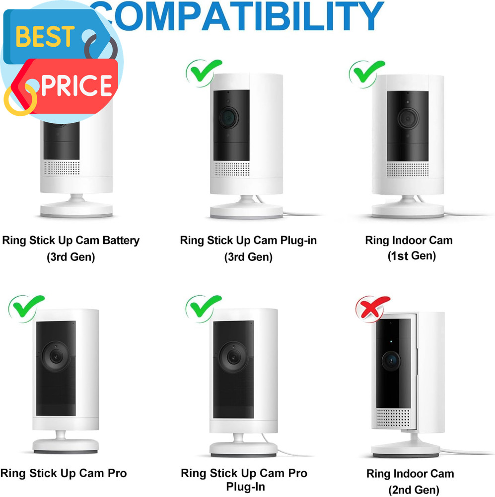 2Pack Adjustable Security Wall Mount Bracket for Ring Stick up Cam & Ring Indoor