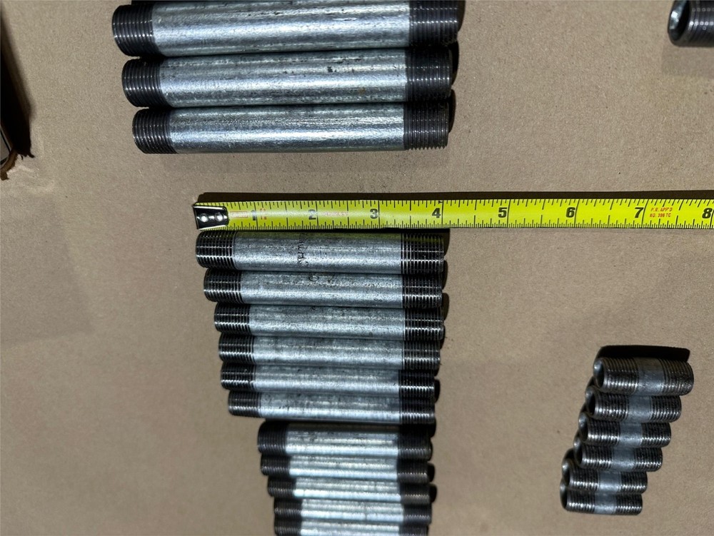 66x Pack Pipe Nipple Assorted Galvanized Steel 3/8" Dual Thread Multiple Sizes