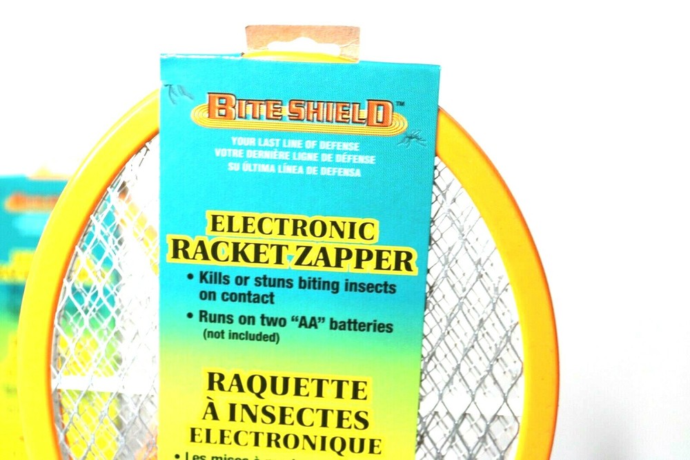 2 Pack - Bite Shield Electronic Bug Zapper Racket Kills Insects Mosquitoes Flies