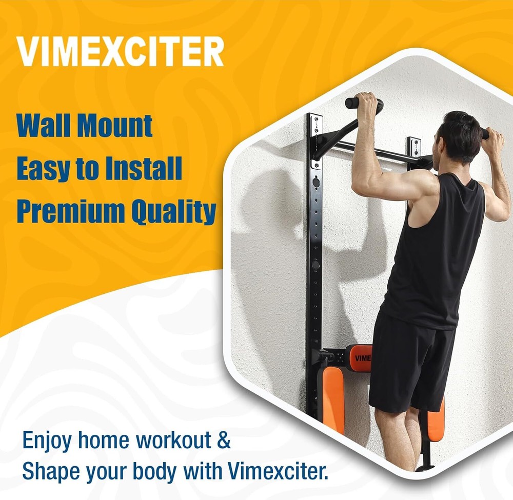 Vimexciter Wall Mounted Foldable Dip Station Pull Up Bar for Home Gym