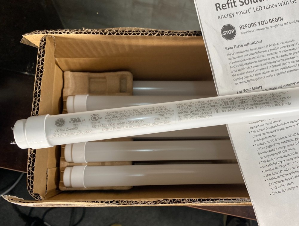 (Case of 10) GE 34253 4' 5000K LumenChoice Plastic Type C Tube Shop Light Bulb