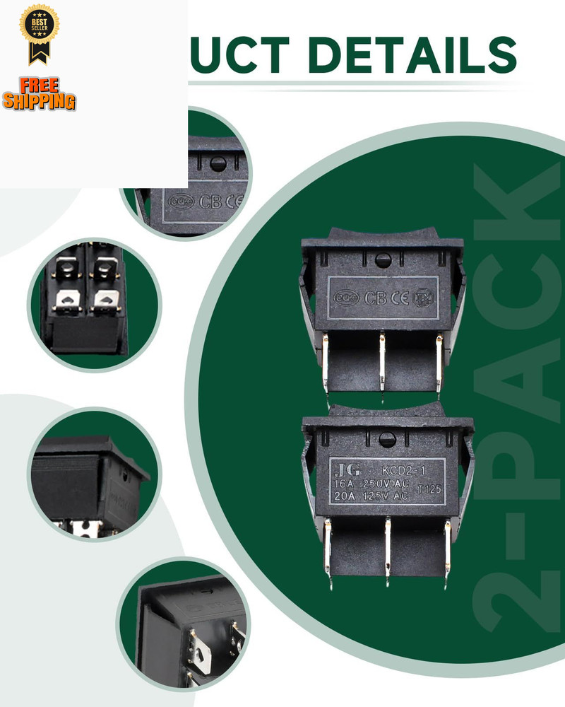 （2-Pack for Compatible Start On Off Switch Harbor Freight Predator Black