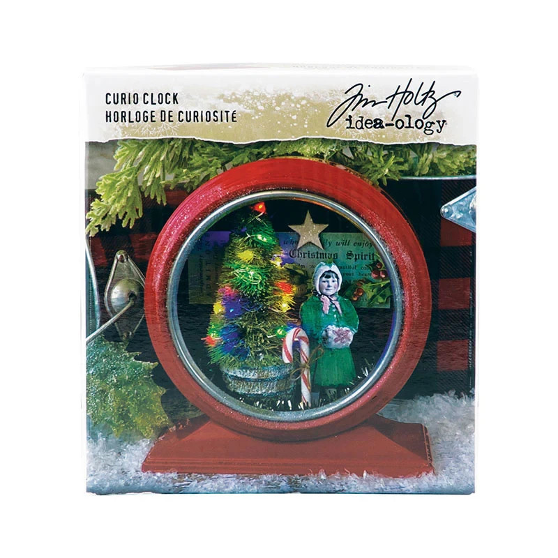 Tim Holtz idea-ology Red Christmas Curio Clock for Assemblage